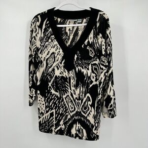 Chicos Travelers Womens Tunic Top Size 3 US XL Slinky Abstract‎ Print Office